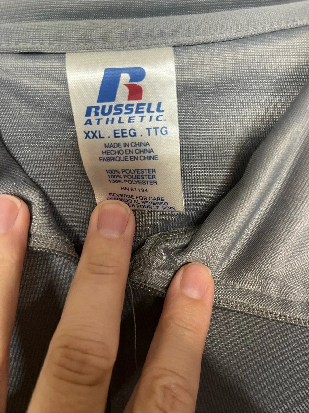 Russell Athletic Silver Windbreaker with Black and White Stripes